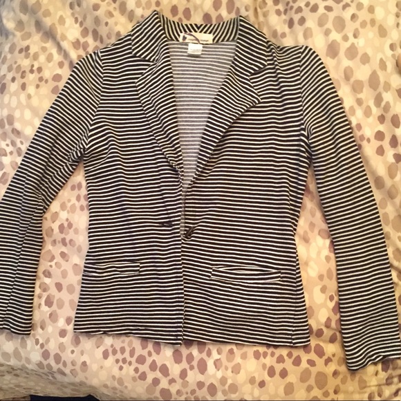 NWOT Fantastic B&W stripe knit blazer - Picture 1 of 3
